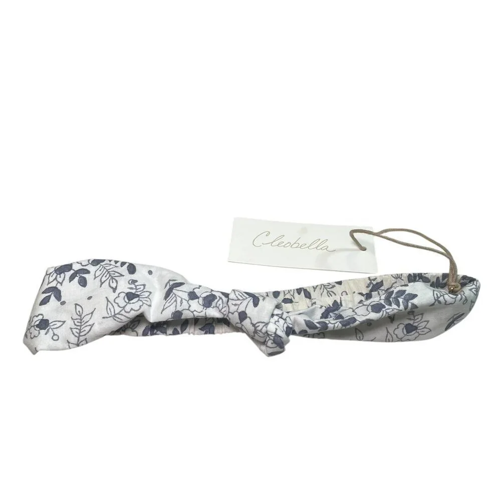 Cleobella Blue White Floral Knot Headband NWT Organic Cotton